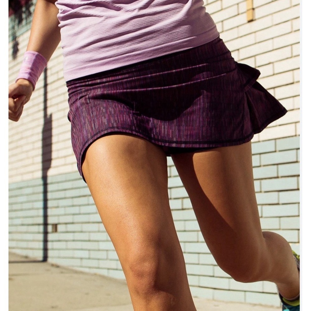 LULULEMON Pace Setter Skirt Skort Black Purple Sz 8 Tennis Running Golf New